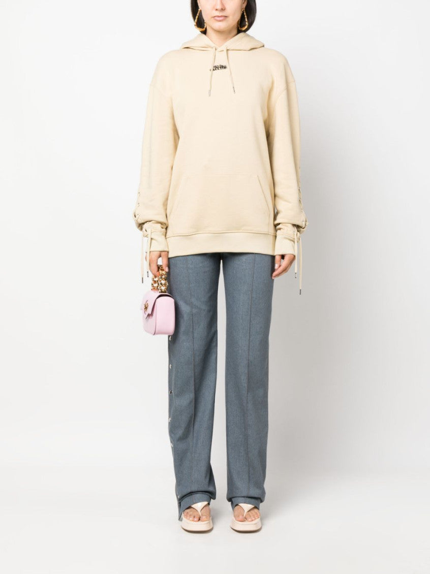 Beige Logo Cotton Hoodie 4