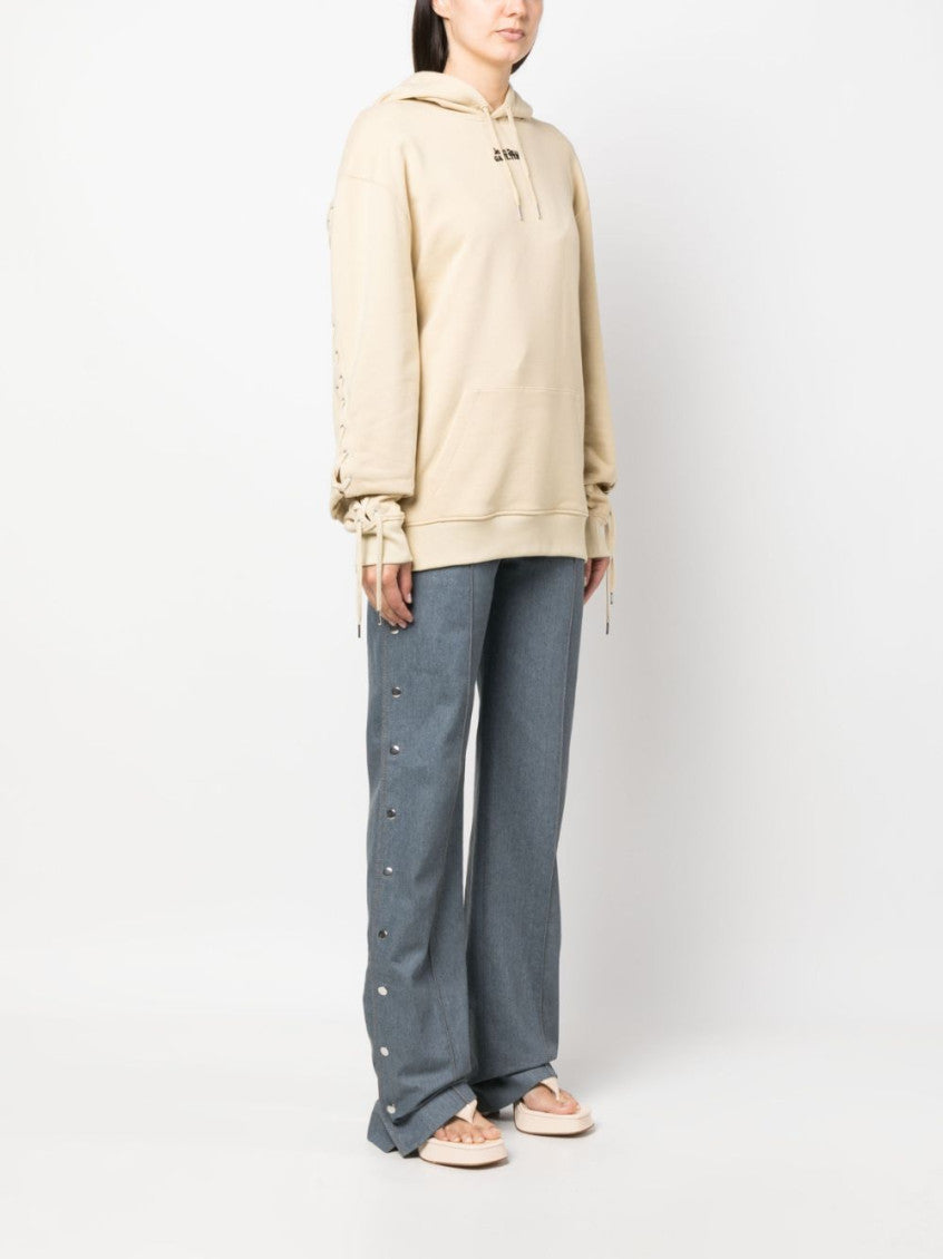 Beige Logo Cotton Hoodie 5
