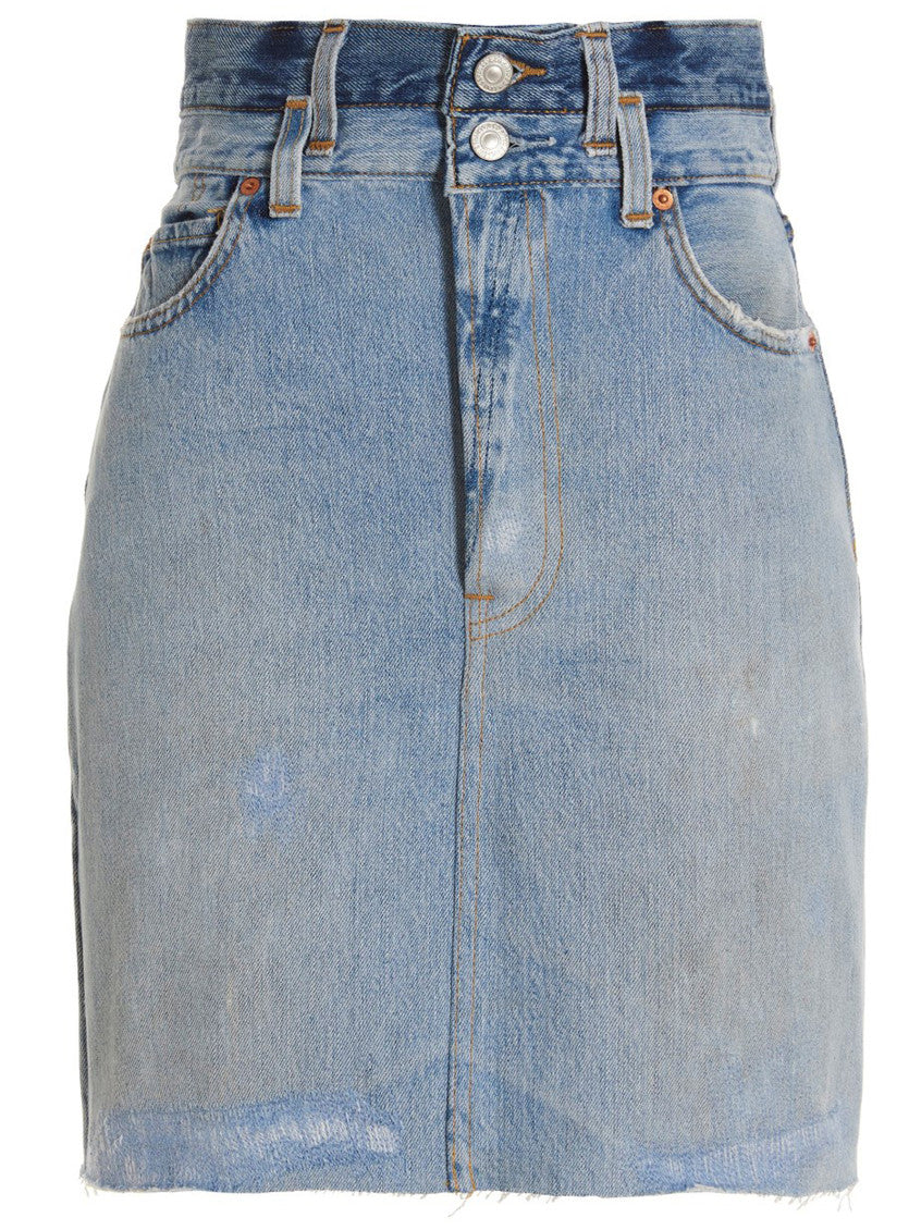 Blue Double Waisted Pencil Skirt 3