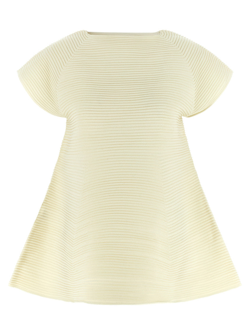 Yellow Crew Neck Flared Mini Dress 1