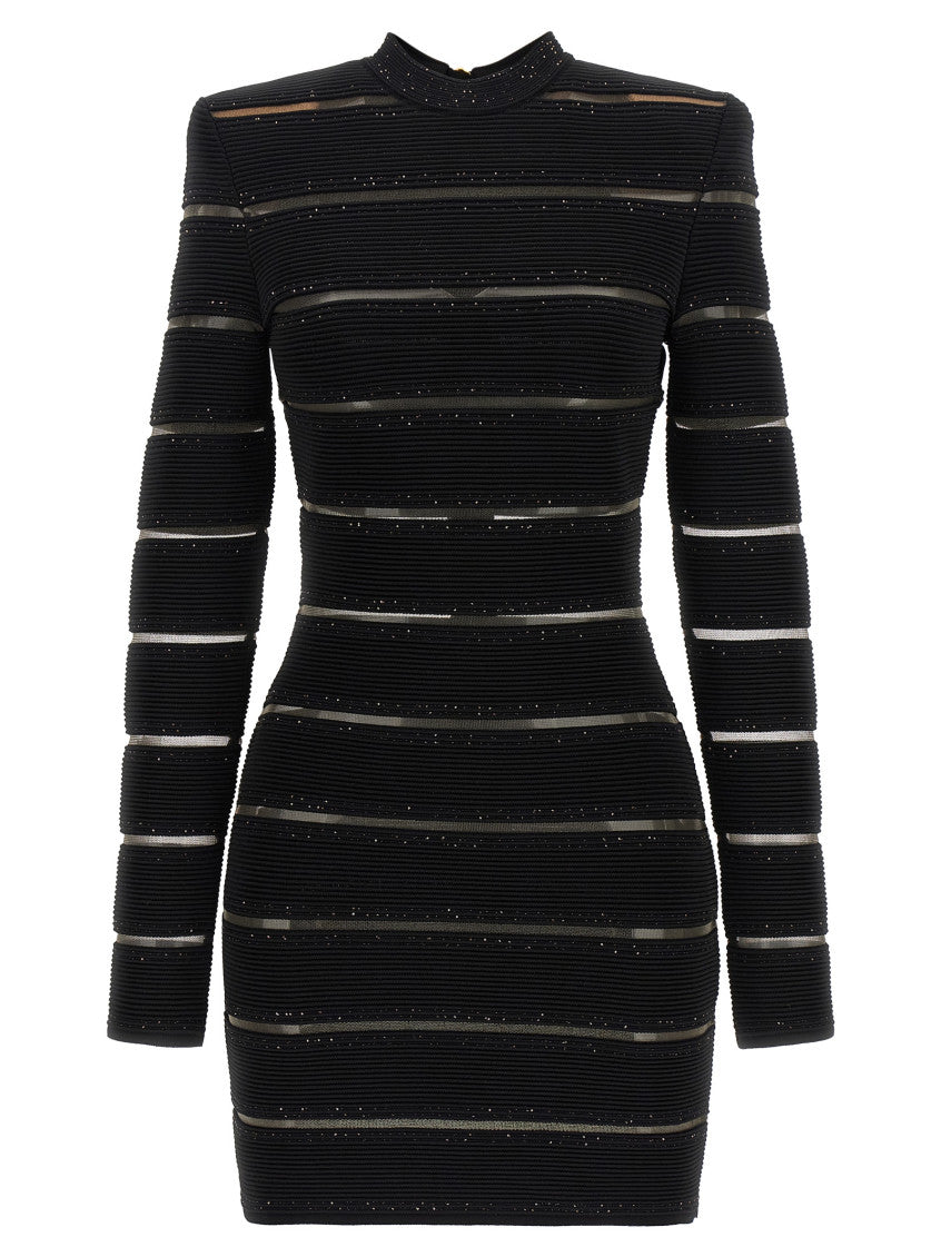 Black Glitter Striped Bodycon Mini Dress 1