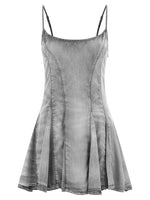 Grey Round Neck Logo Mini Dress 1