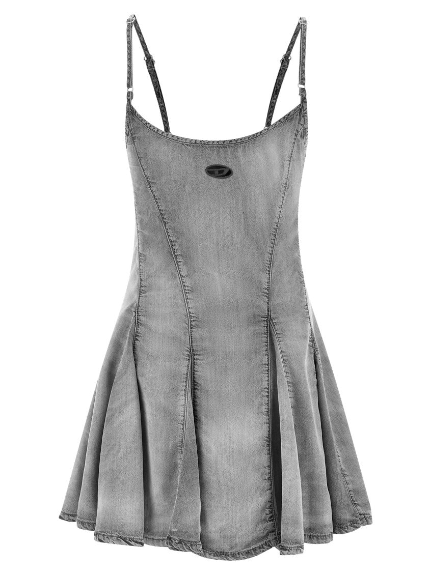 Grey Round Neck Logo Mini Dress 2