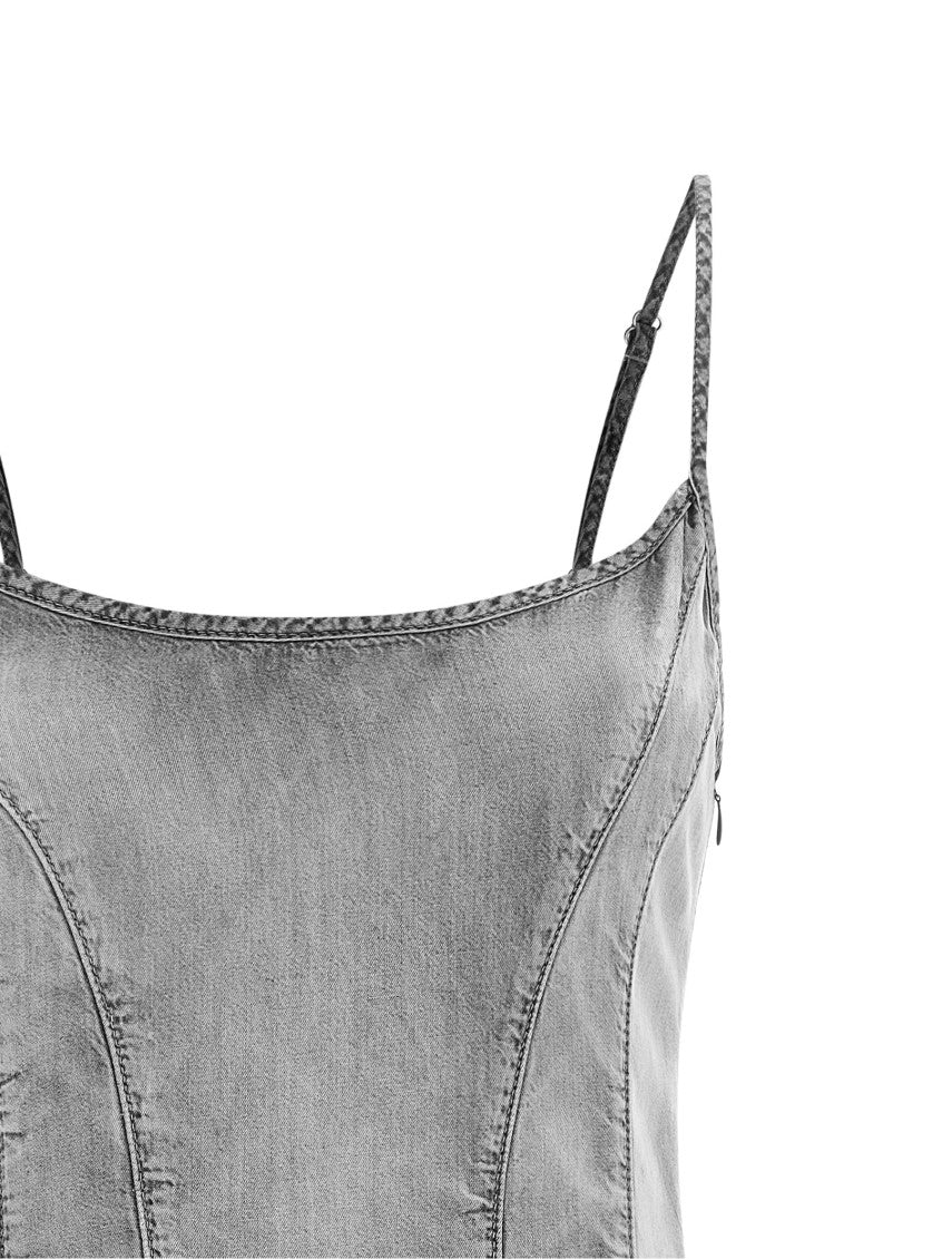Grey Round Neck Logo Mini Dress 3
