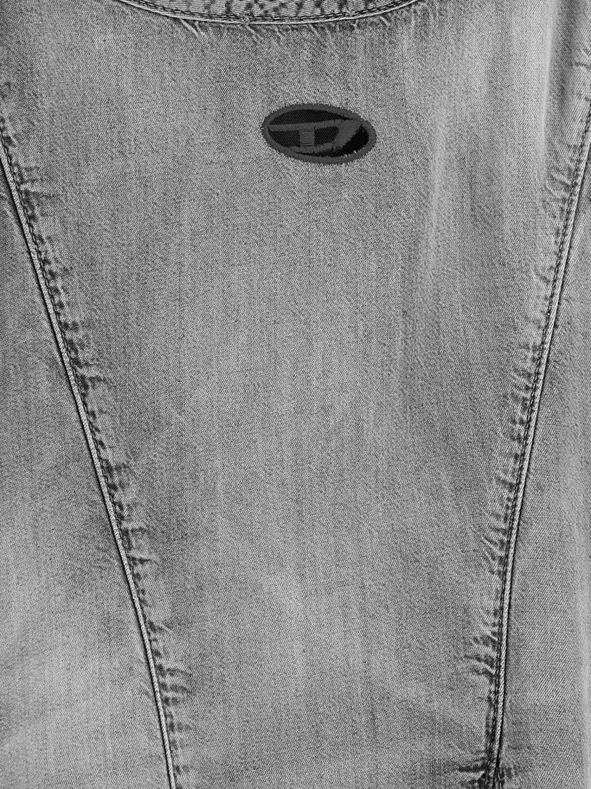 Grey Round Neck Logo Mini Dress 4