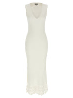 White V-Neck Knitted Maxi Dress 1