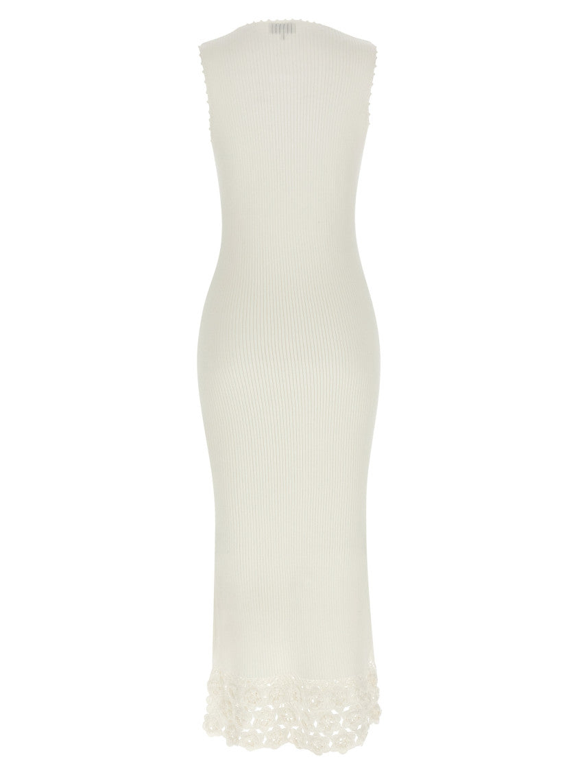 White V-Neck Knitted Maxi Dress 2