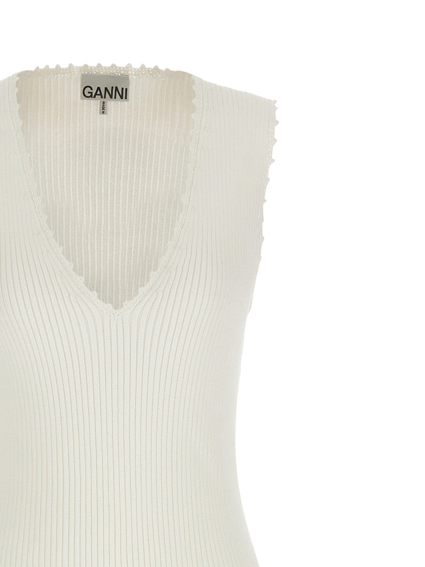 White V-Neck Knitted Maxi Dress 3