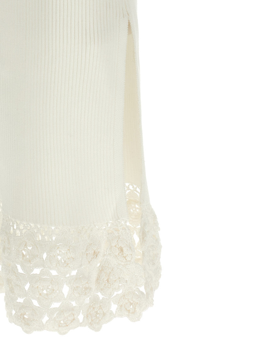 White V-Neck Knitted Maxi Dress 4
