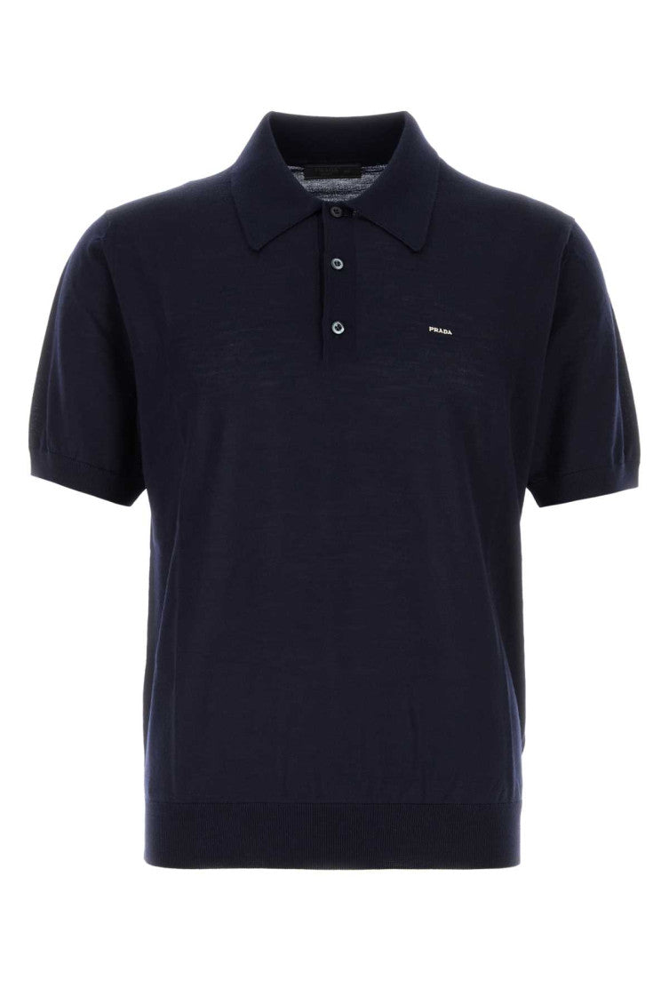 Navy Blue Logo Print Polo 1