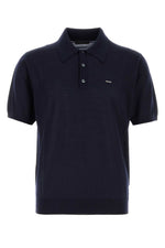 Navy Blue Logo Print Polo 1