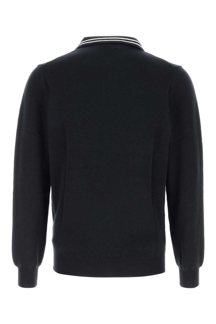 Blue Embroidered Long-Sleeve Polo 2