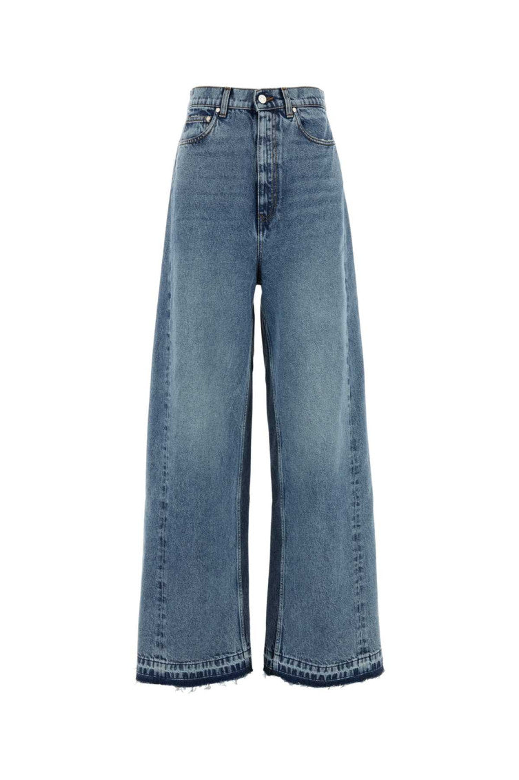 Blue Two-Tone Wash Slouchy Straight Leg Jeans 1