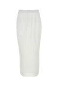 White Ribbed-knit Midi Skirt 1