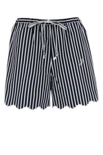 Navy Blue Striped Drawstring Shorts 1