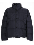 Dark Blue Solid Mandarin Collar Jacket 1