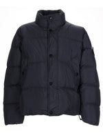 Dark Blue Solid Mandarin Collar Jacket 1