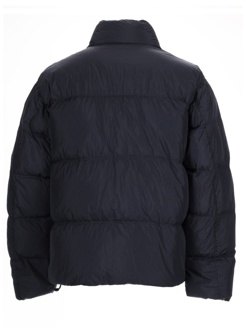 Dark Blue Solid Mandarin Collar Jacket 2