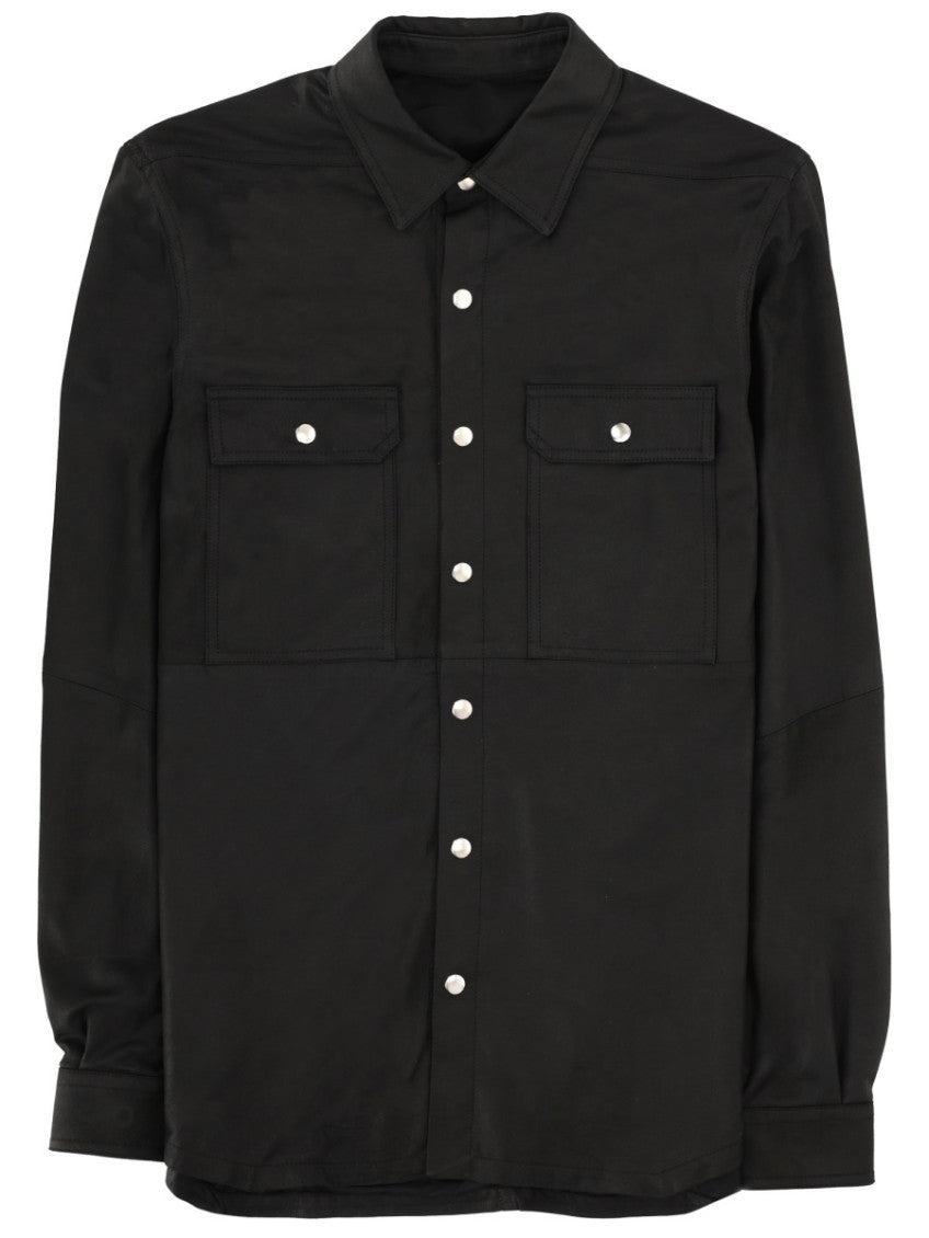 Black Solid Shirt Collar Jacket 1