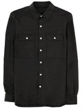 Black Solid Shirt Collar Jacket 1