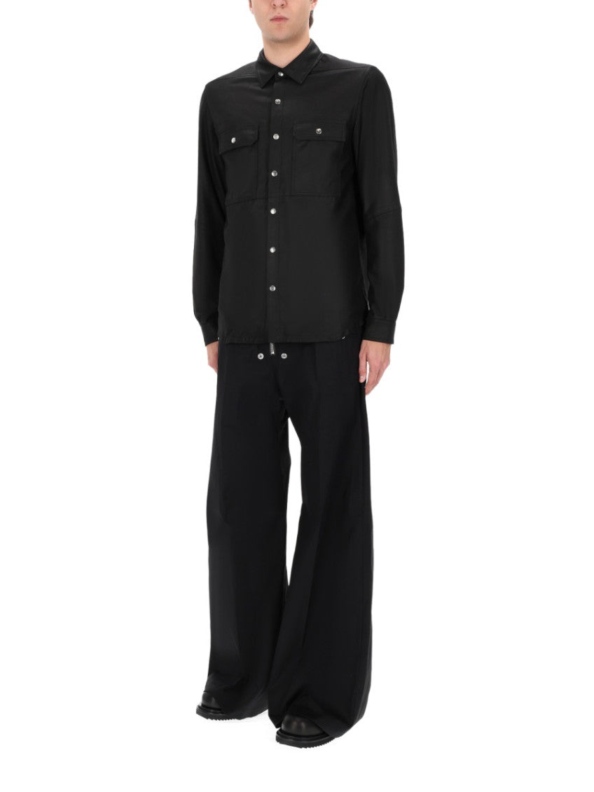 Black Solid Shirt Collar Jacket 2