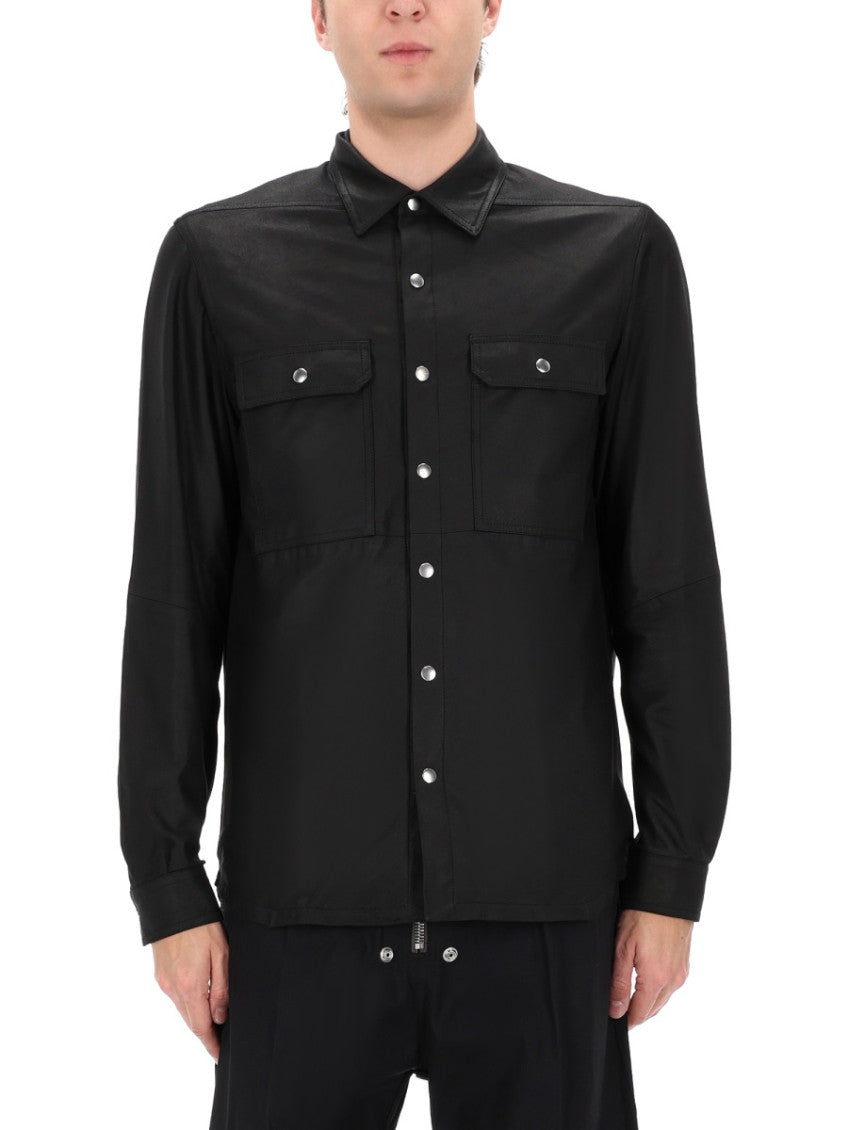 Black Solid Shirt Collar Jacket 3