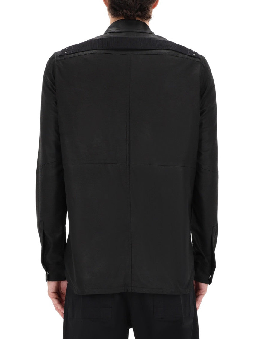 Black Solid Shirt Collar Jacket 4