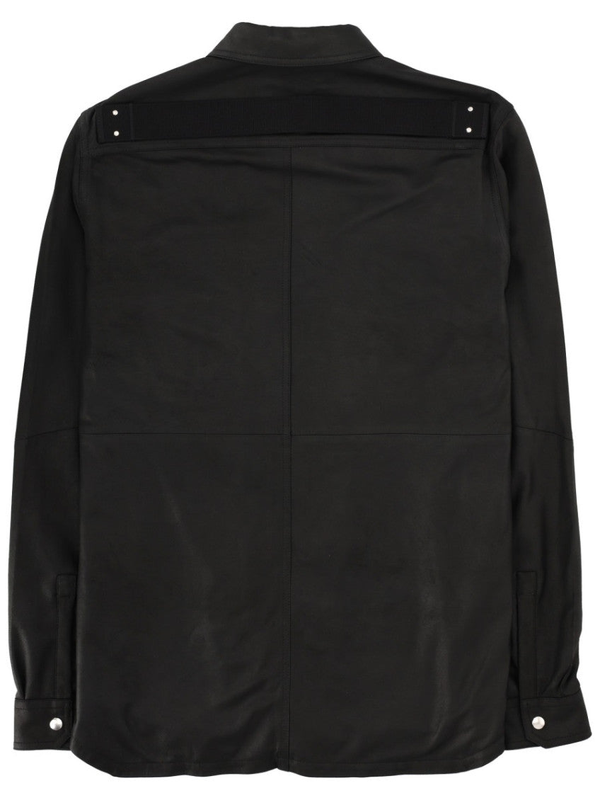 Black Solid Shirt Collar Jacket 5