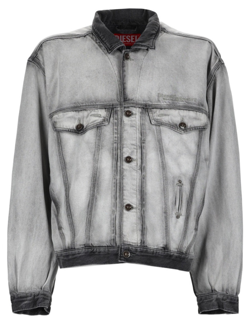 Grey Solid Shirt Collar Jacket 1