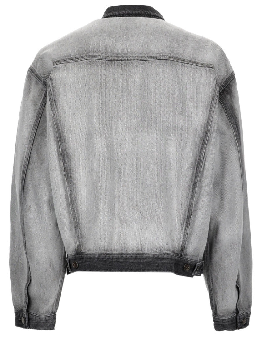 Grey Solid Shirt Collar Jacket 3