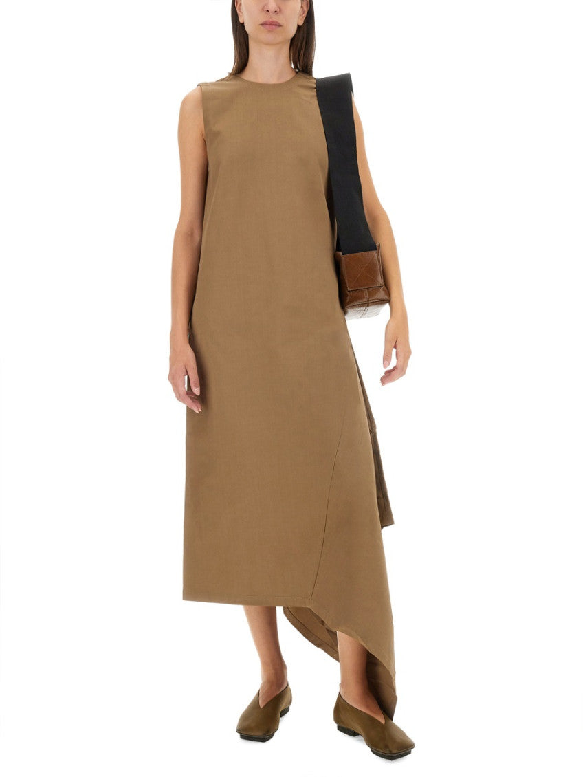 Beige Round Neck Midi Dress 2