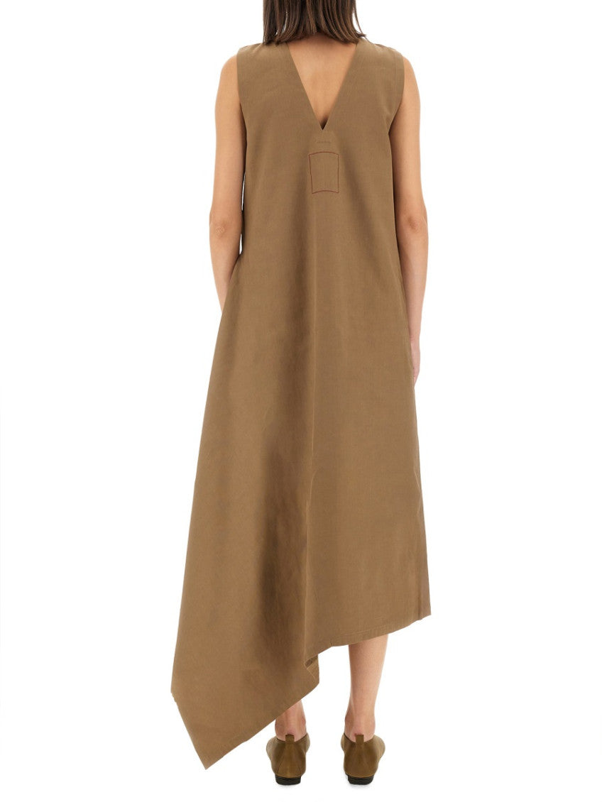 Beige Round Neck Midi Dress 3