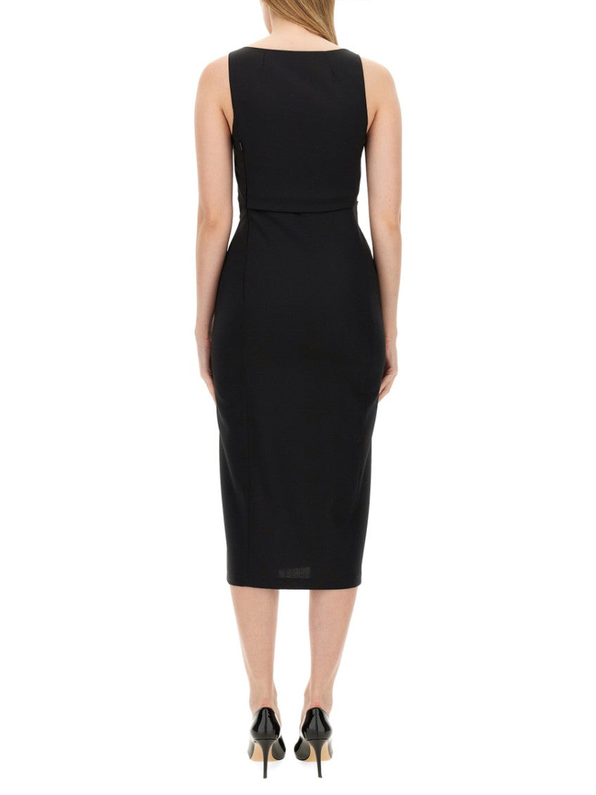 Black Scoop Neck Midi Dress 3
