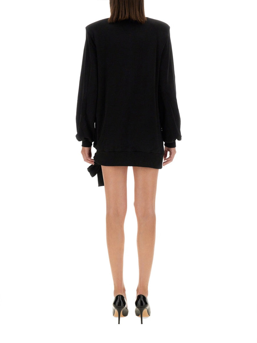 Black Logo Mock Collar Mini Dress 3