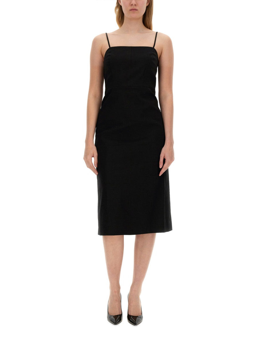 Black Square Neck Midi Dress 2