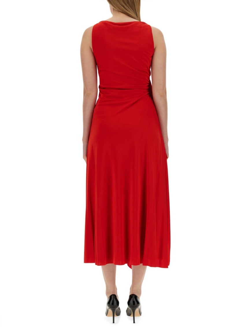 Red Boat Neck Midi Dress 3