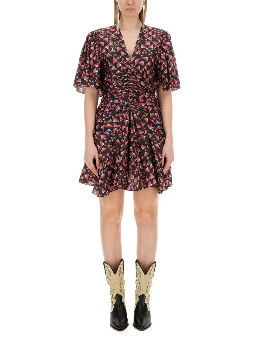 Multicolor Geometric V Neck Mini Dress 1