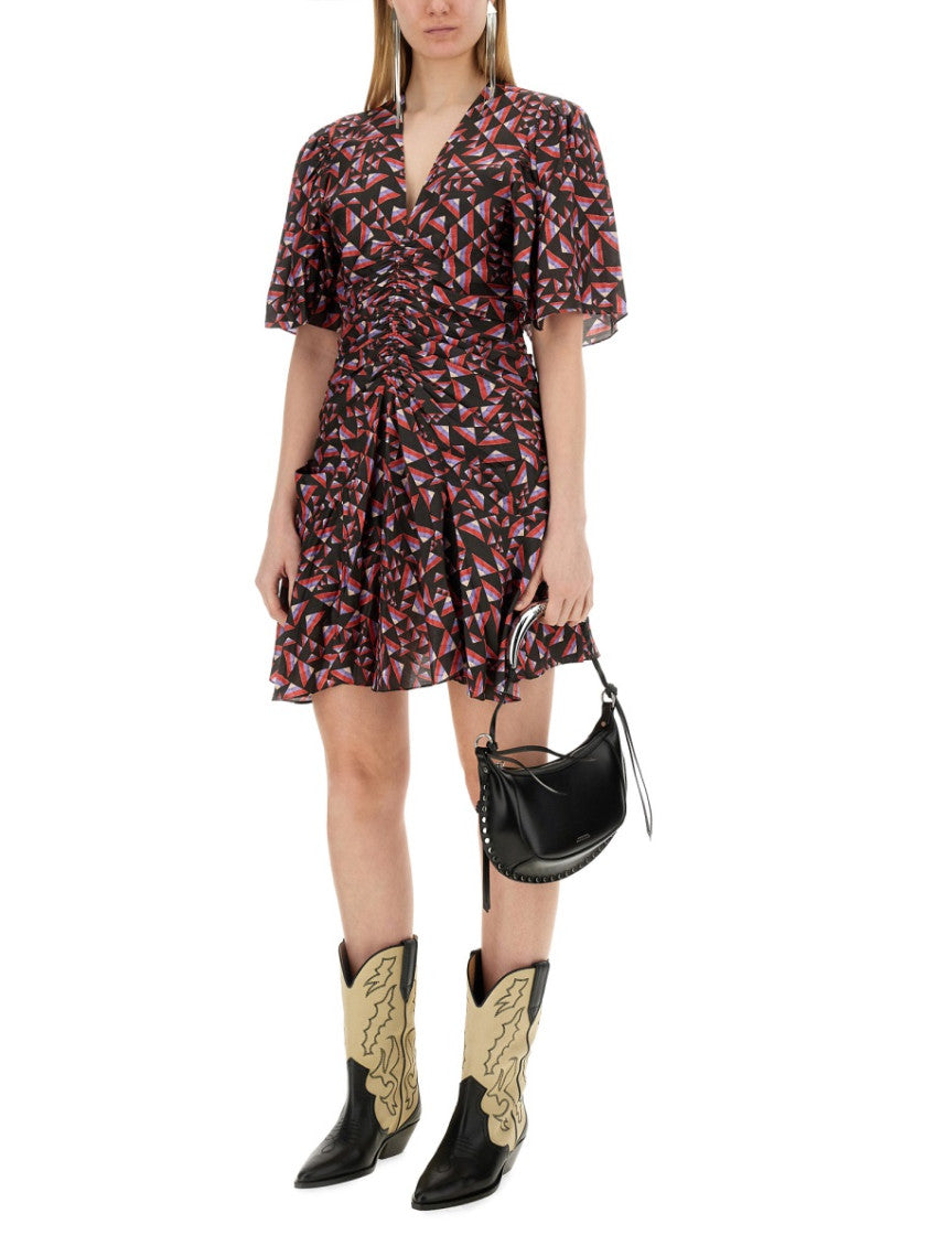 Multicolor Geometric V Neck Mini Dress 2