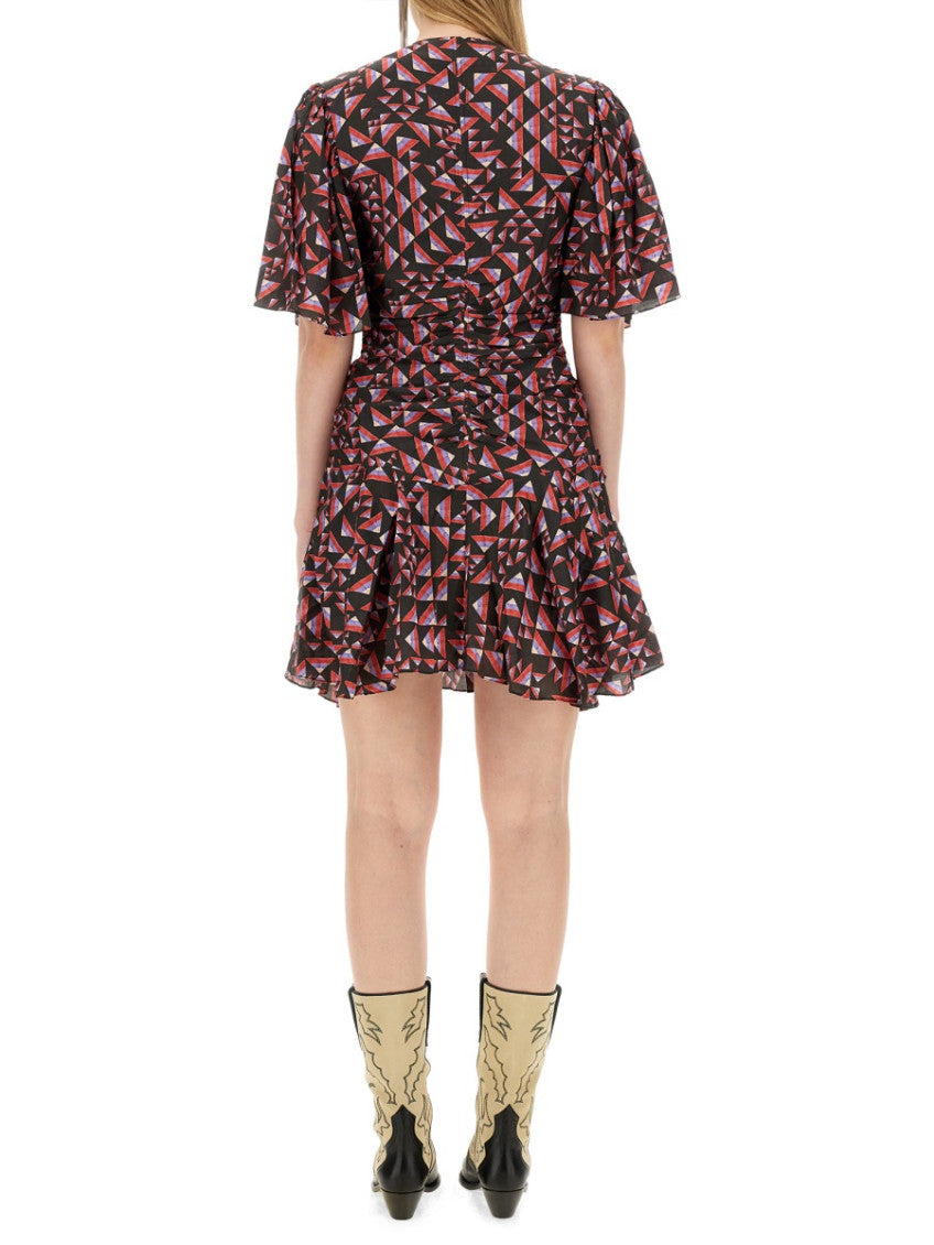 Multicolor Geometric V Neck Mini Dress 3