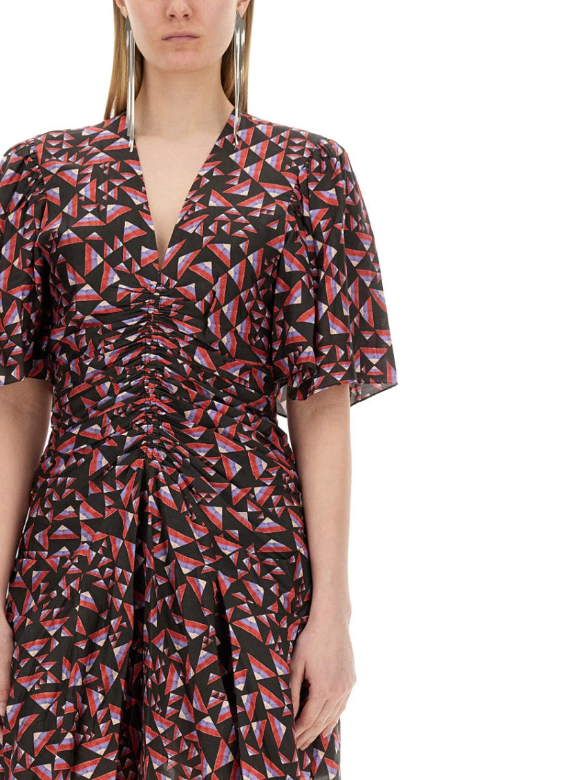 Multicolor Geometric V Neck Mini Dress 4