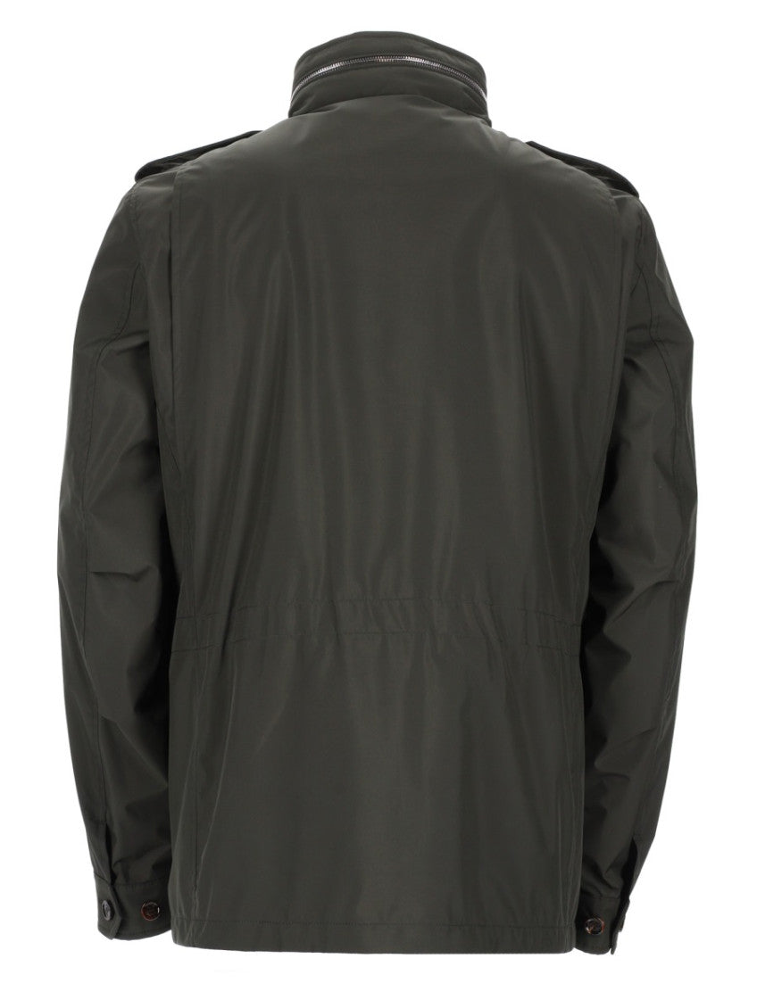 Olive Solid Mandarin Collar Jacket 2