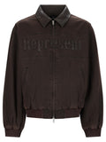 Brown Logo Shirt Collar Jacket 1