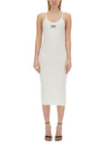 White Knitted Scoop Neck Midi Dress 1
