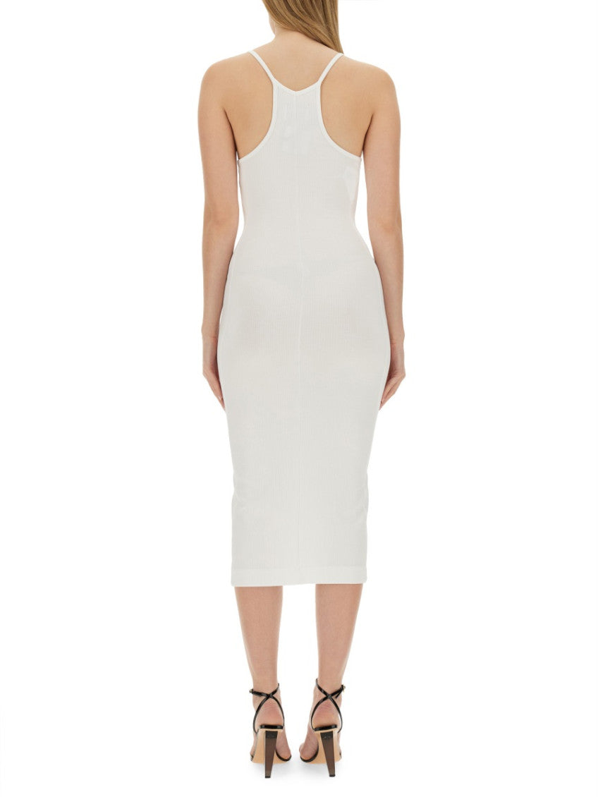 White Knitted Scoop Neck Midi Dress 3