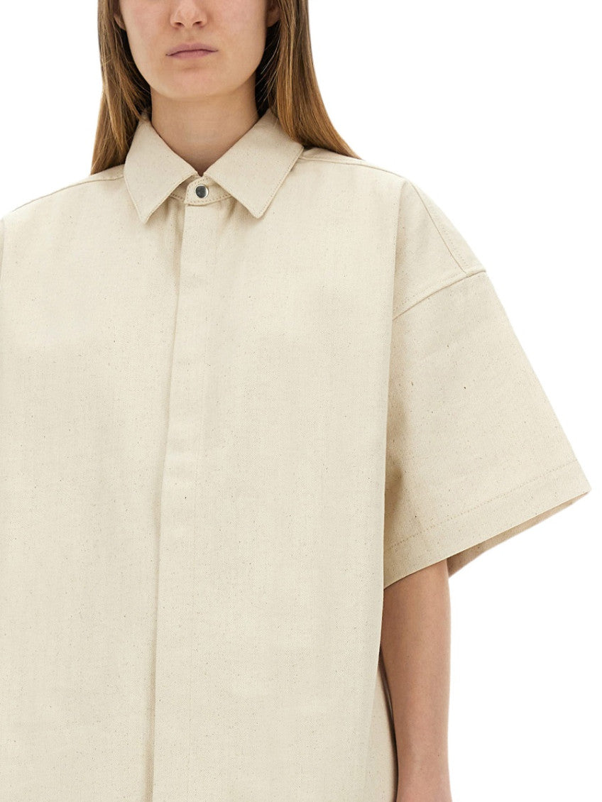 Beige Oversized Solid Shirt 3