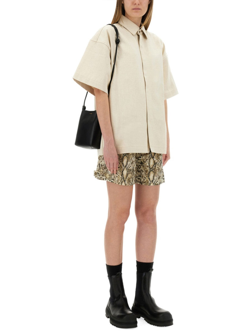 Beige Oversized Solid Shirt 4