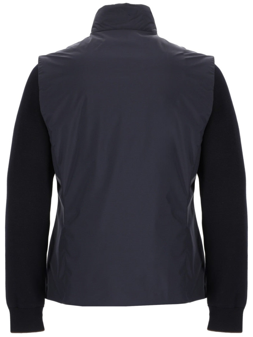 Navy Blue Solid Mock Collar Jacket 2