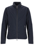Navy Blue Solid Mock Collar Jacket 1