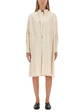 White Mandarin Collar Midi Dress 1