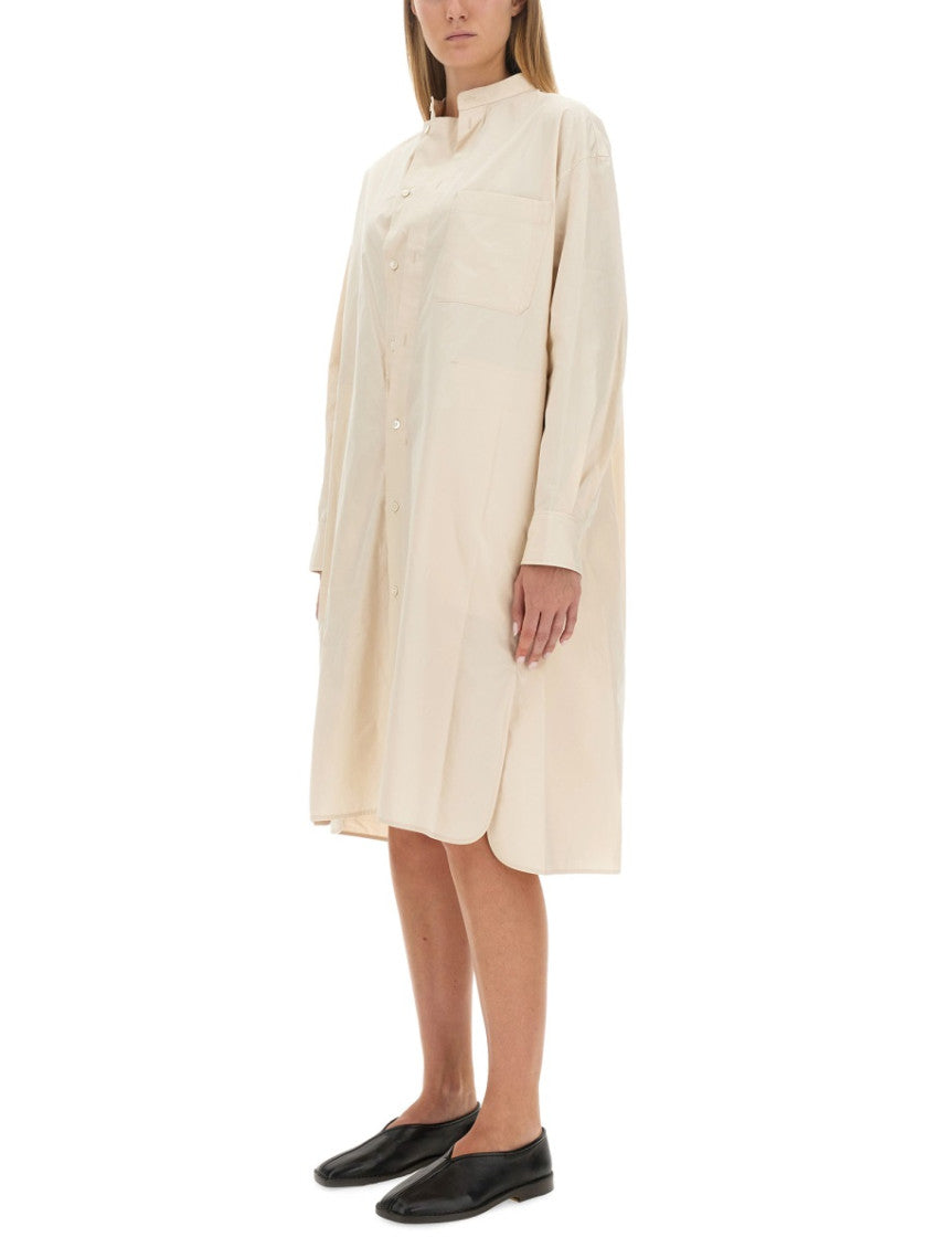 White Mandarin Collar Midi Dress 2